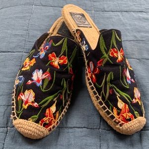 Tory Burch Canvas Embroidered Mule